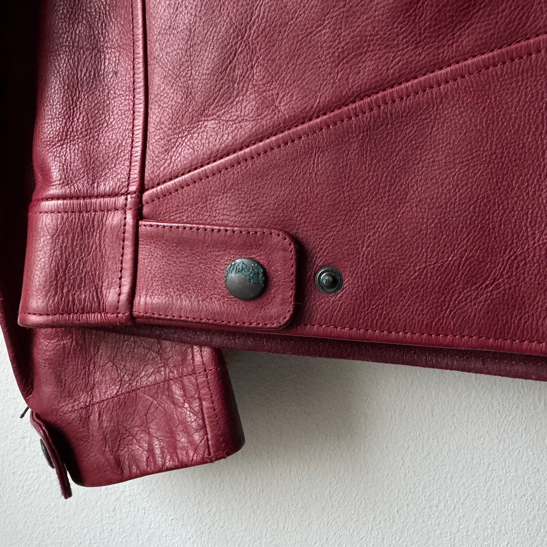 Gucci By Tom Ford FW2004 Burgundy Café Racer Moto Leather Jacket