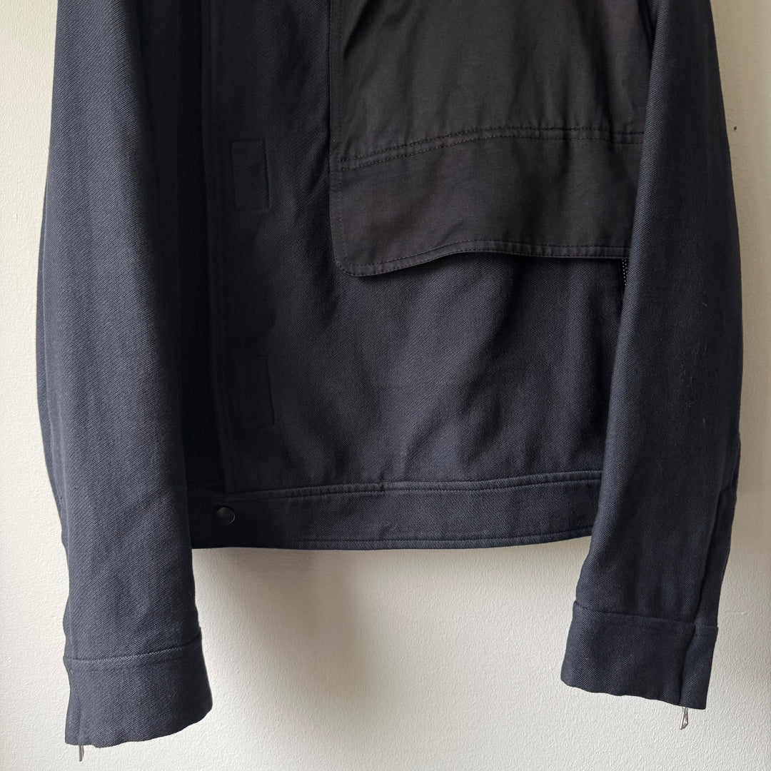 Dries Van Noten SS2013 Navy Cotton Velcro Cropped Café Racer Jacket