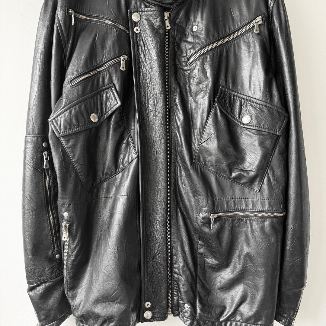 Dolce & Gabbana SS2004 Black Multi-Zip Runway Sheep Leather Jacket