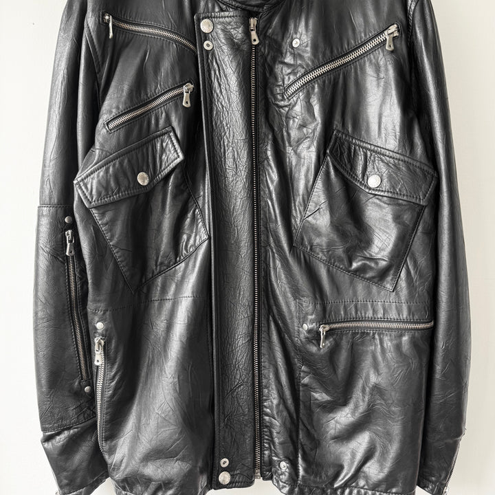 Dolce & Gabbana SS2004 Black Multi-Zip Runway Sheep Leather Jacket