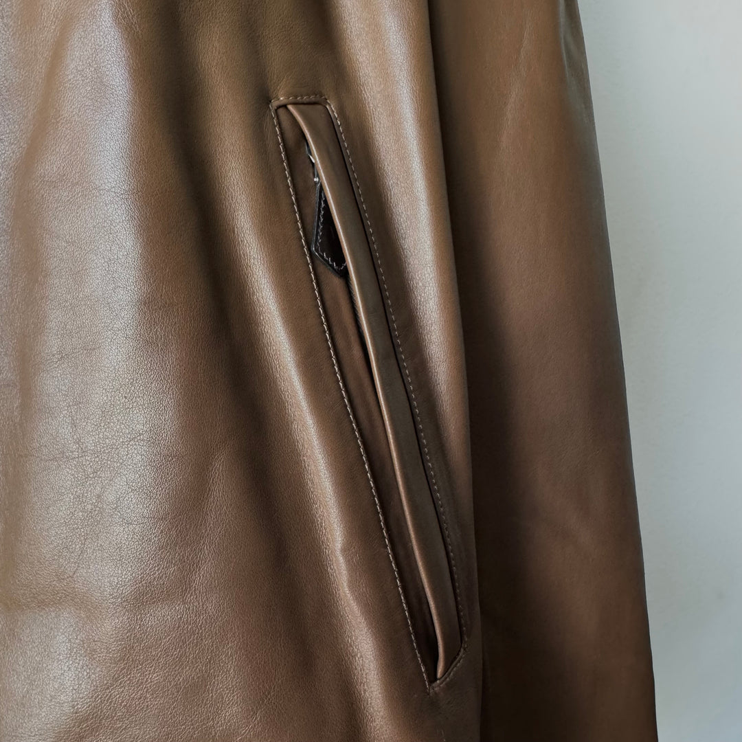 Hermes Cropped Calf Leather Blouson Jacket