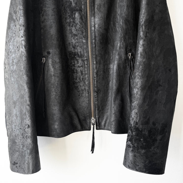 Ann Demeulemeester FW2002 Black Blistered Shaved Leather Jacket