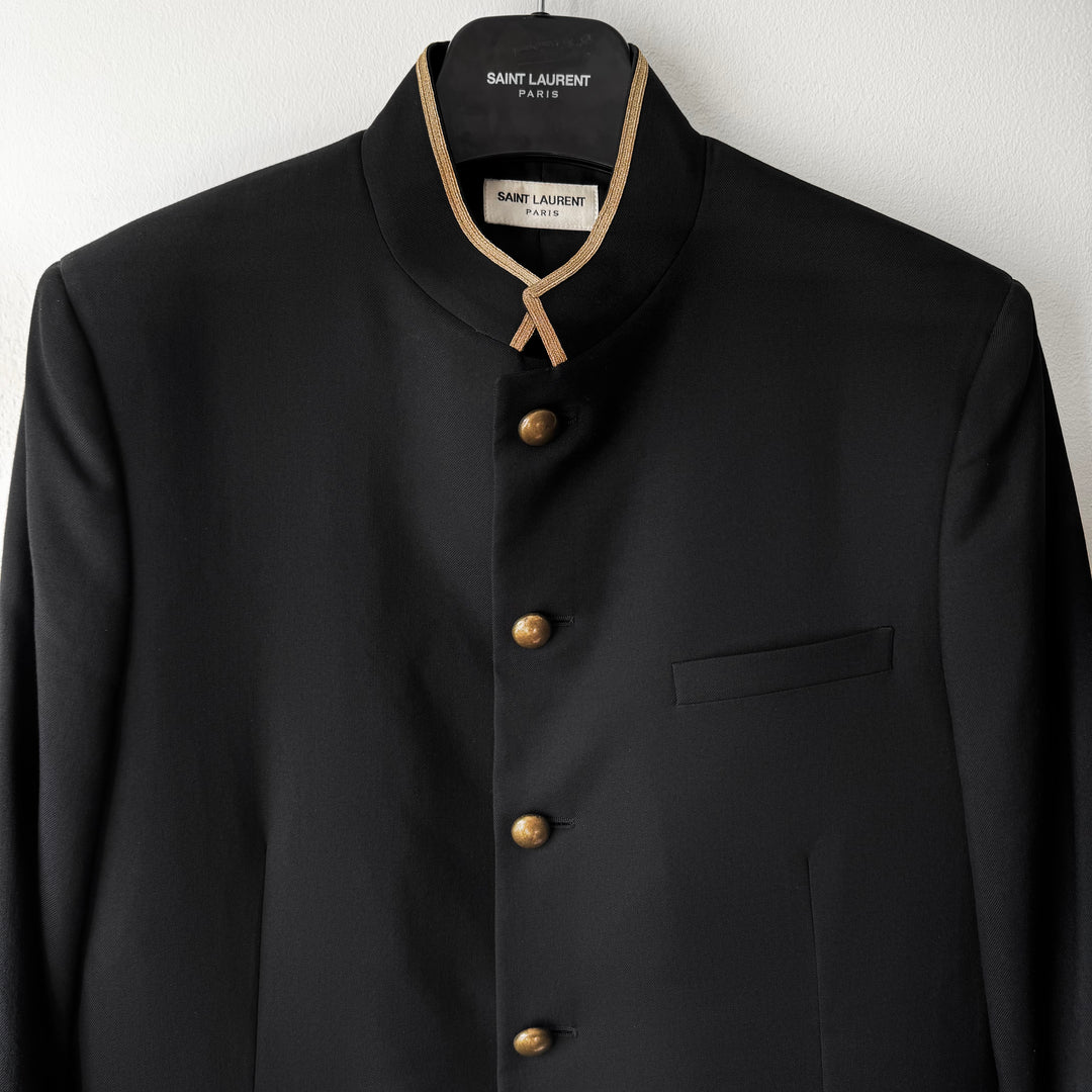 Saint Laurent SS2015 Psych Rock Black Wool Naval Officer Jacket