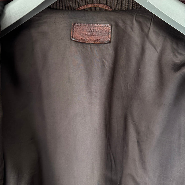 Prada FW2008 Mainline Bordeaux Cargo Bomber Calf Leather Jacket