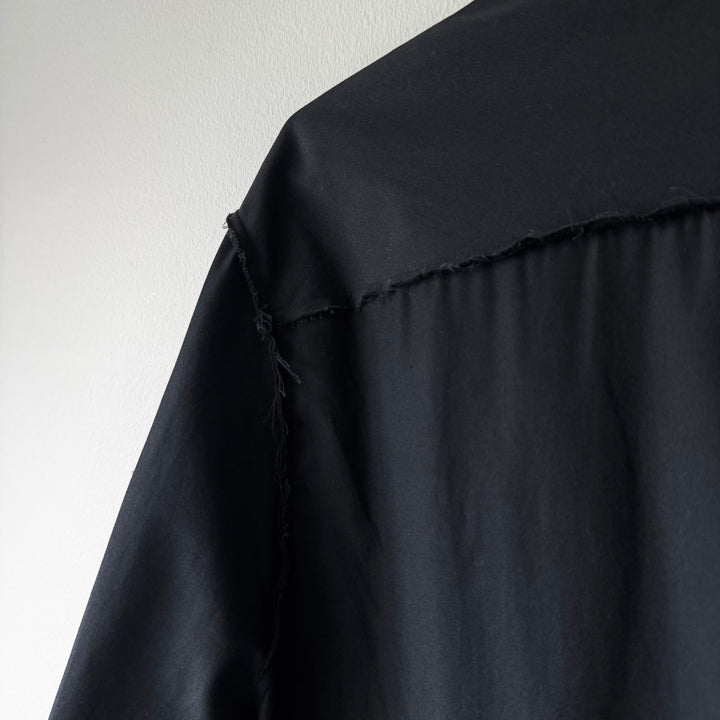 Yohji Yamamoto Black Cotton Pleated Front Raw Edge Button-Up Shirt