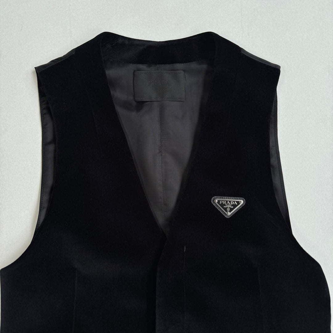 Prada SS22 Logo Velvet Dress Vest