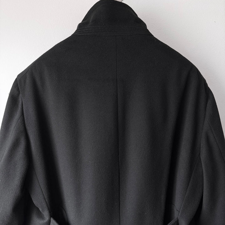 Gucci By Tom Ford FW2002 Black Asymmetrical High Neck Wool Half Coat