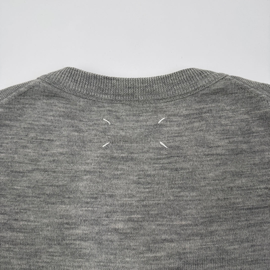 AW2006 Martin Margiela Light Gray Wool V-Neck Knit Pullover