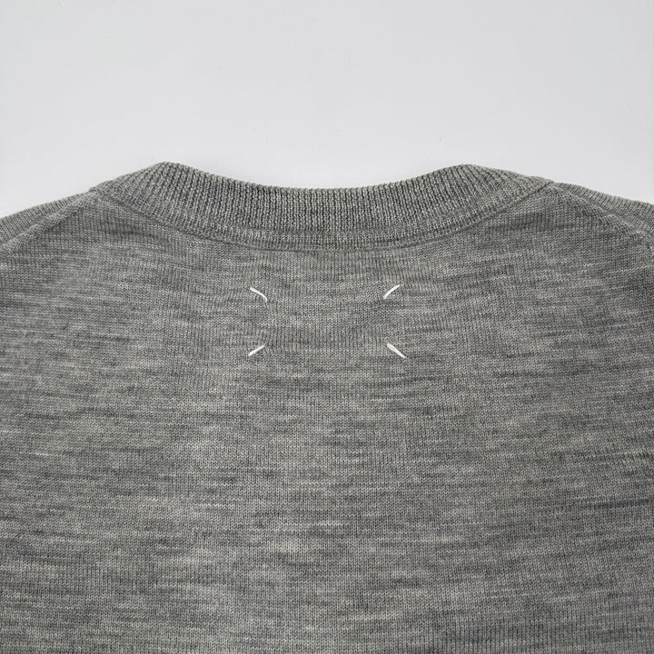 AW2006 Martin Margiela Light Gray Wool V-Neck Knit Pullover