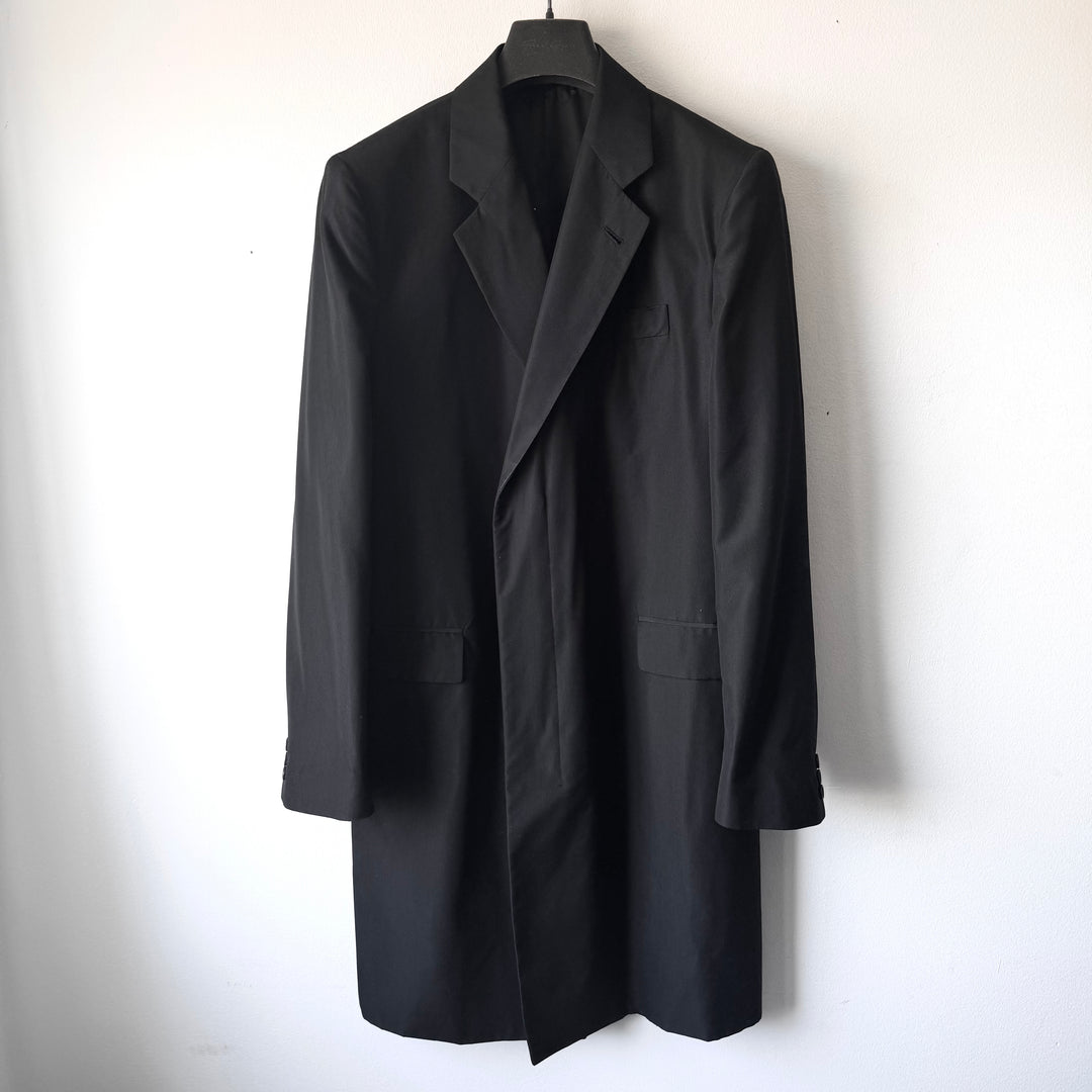 Helmut Lang 1990’s Black Silk Button-up Overcoat