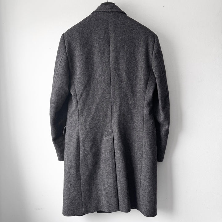 Gucci By Tom Ford Dark Grey Herringbone Peak Lapel Wool Coat