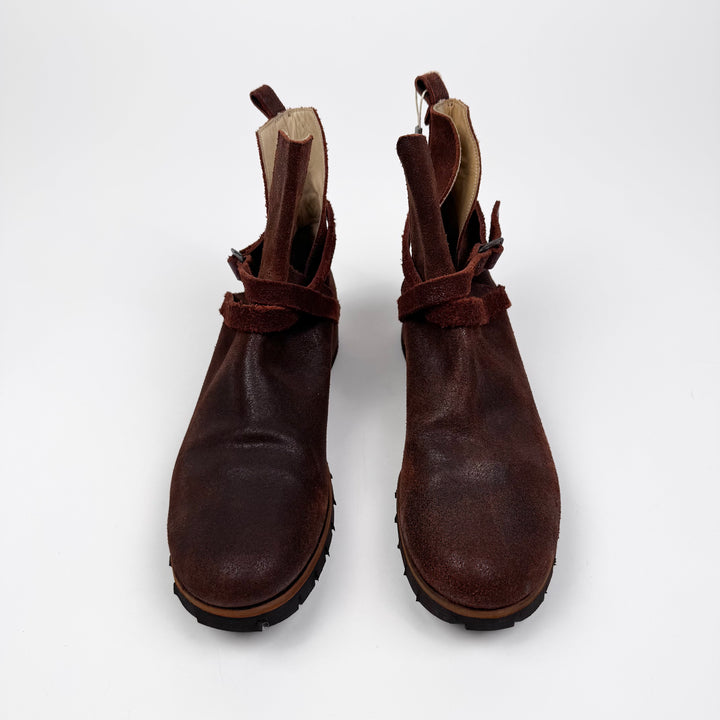 M.A+ Red Bison Leather Buckle Jodhpur Boots w/ Box & Soles