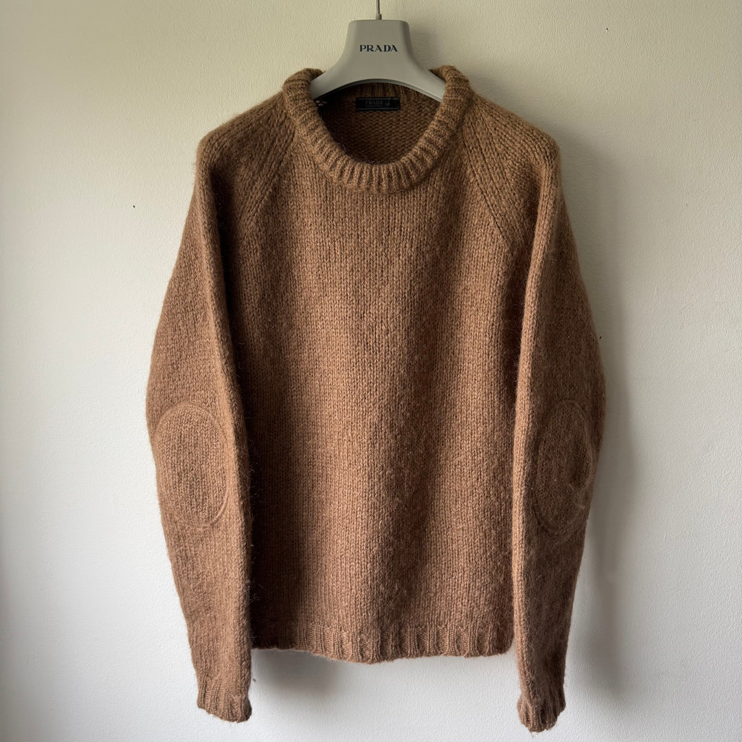 Prada 2000's Brown Mohair/Wool Heavy Knit Pullover Sweater