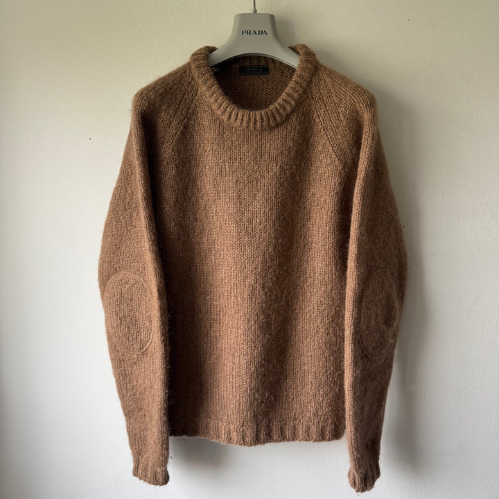 Prada 2000's Brown Mohair/Wool Heavy Knit Pullover Sweater