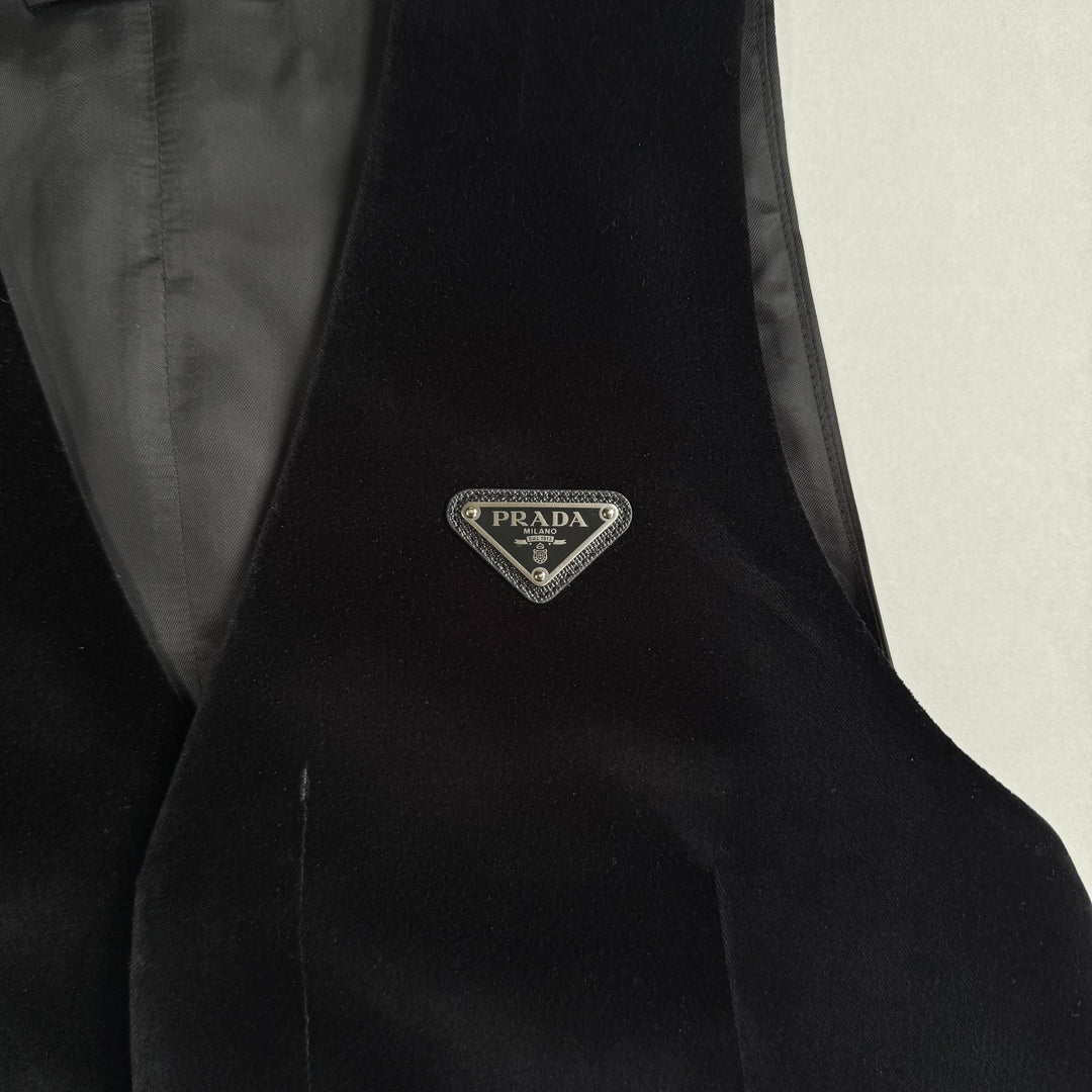 Prada SS22 Logo Velvet Dress Vest