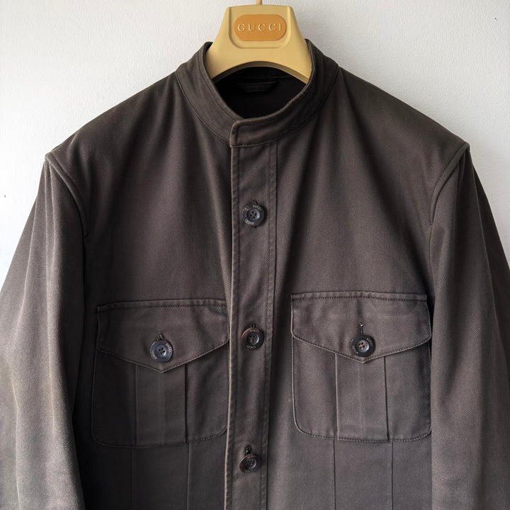 Gucci By Tom Ford SS2003 Brown Cotton Mandarin Collar Safari Jacket