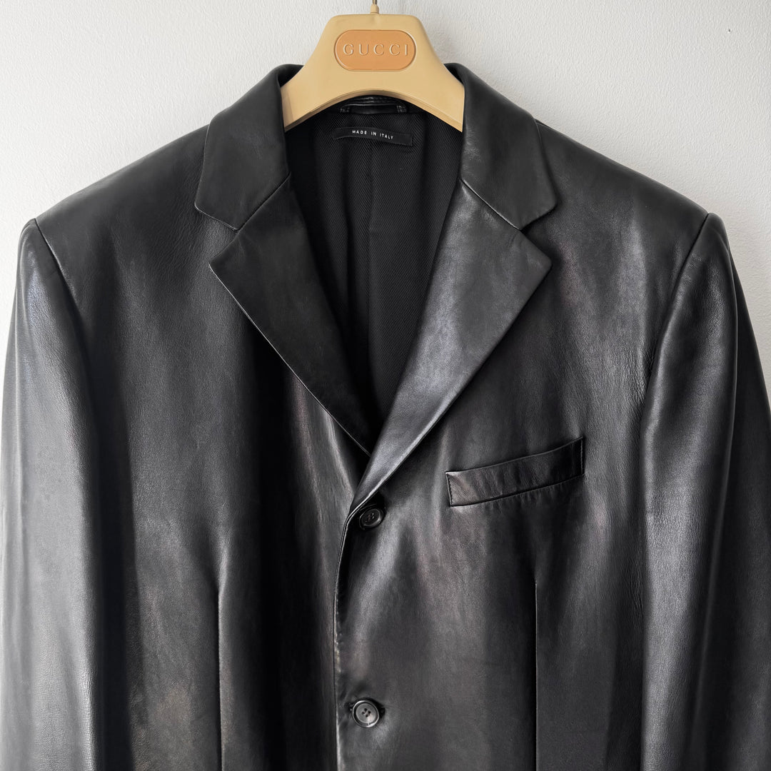 Gucci By Tom Ford 2000’s Black Lamb Leather Coat