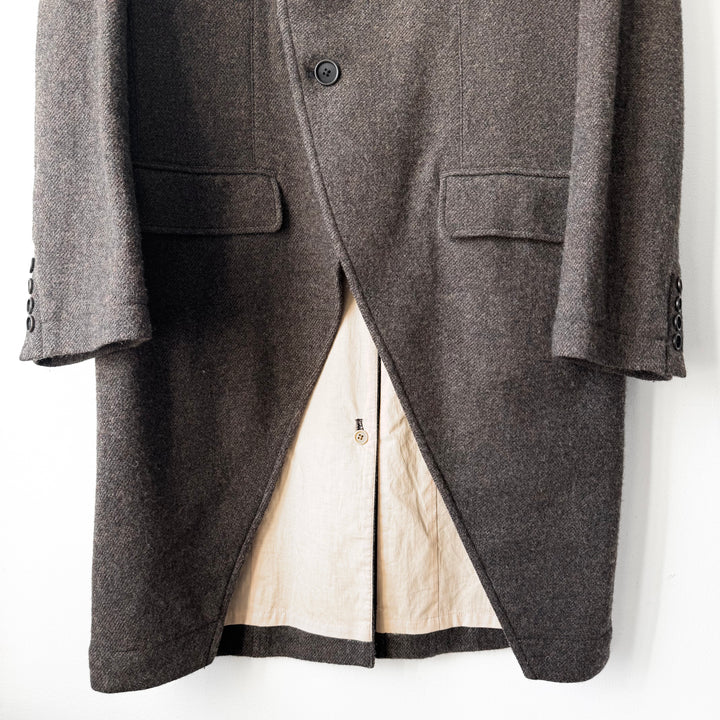 Yohji Yamamoto Pour Homme FW2012 Grey/Brown Wool Asymmetric Stand Collar Coat