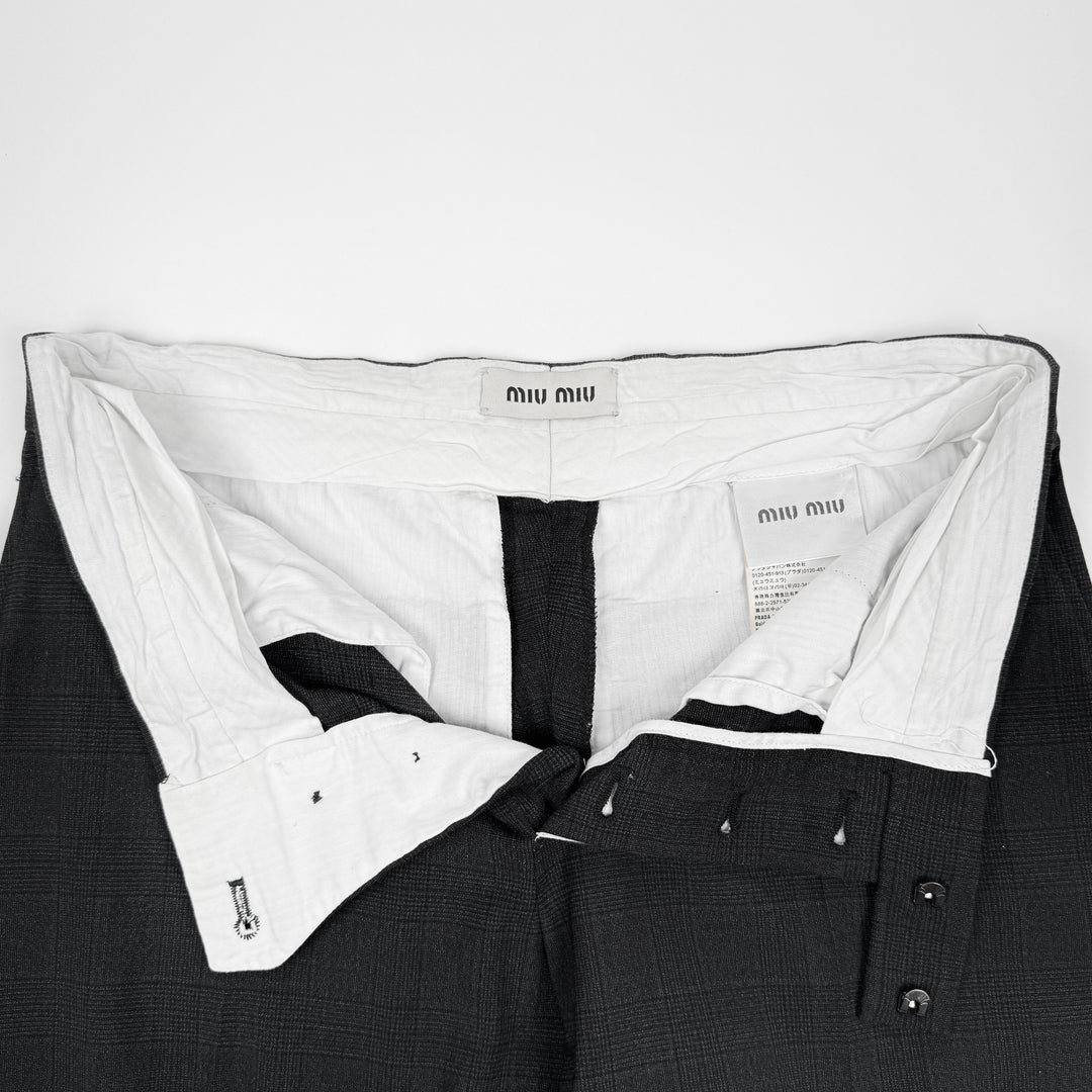 Miu Miu 2022 Checkered Prince Of Wales Pleated Fine Wool Pants