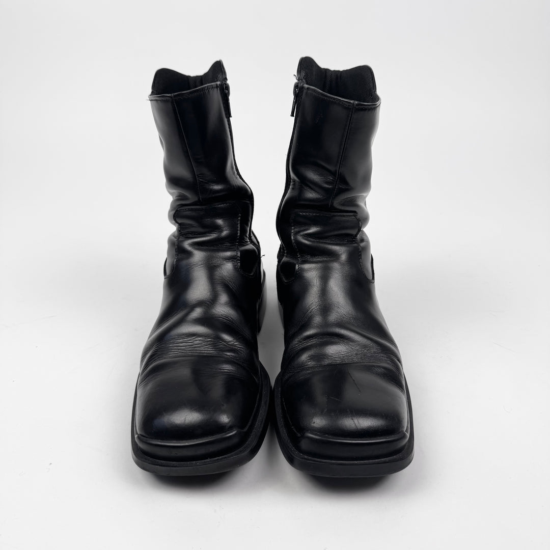 Prada FW1999 Black Patent Leather Square Toe Boots