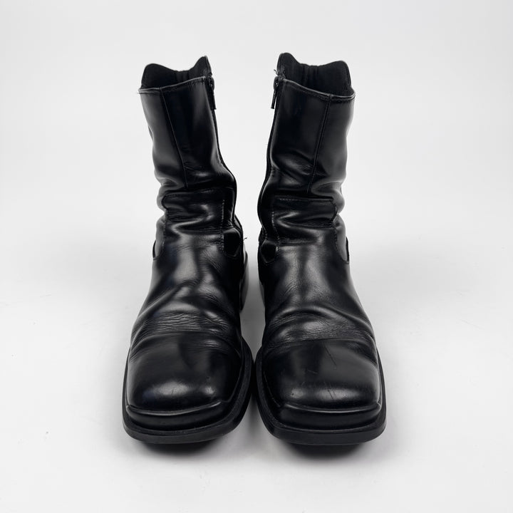 Prada FW1999 Black Patent Leather Square Toe Boots
