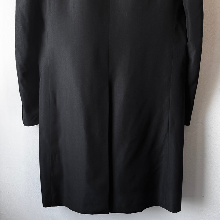 Helmut Lang 1990’s Black Silk Button-up Overcoat