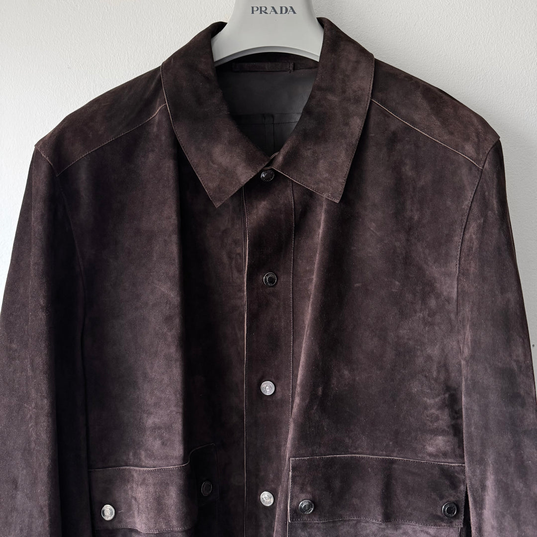 Gucci By Tom Ford FW2000 Brown Suede/Nubuck Cropped Blouson Leather Jacket