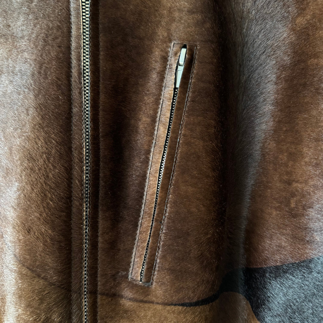 Hermes FW2015 Runway Sample Hair-On-Hide Calf Leather Moto Jacket