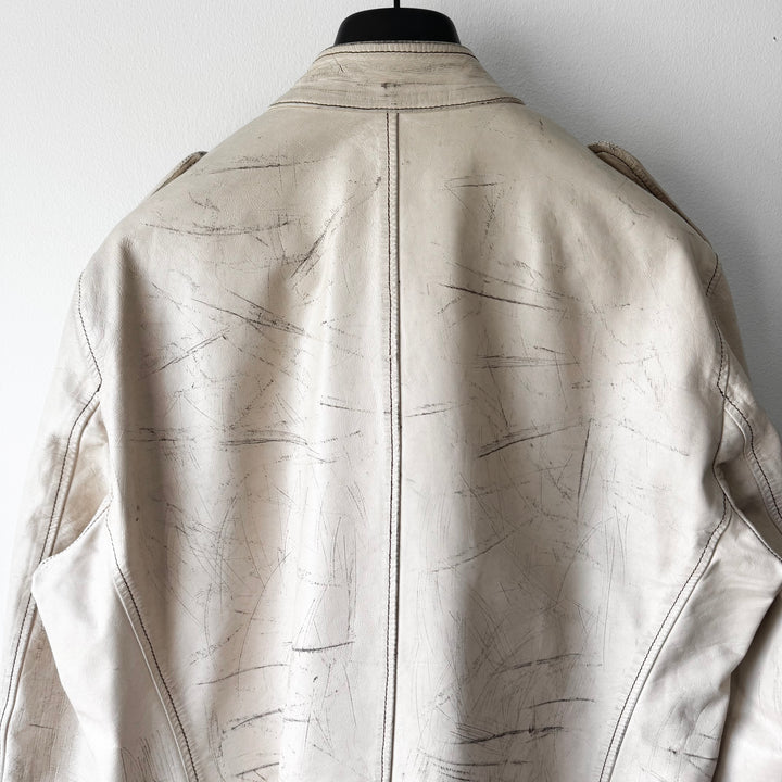 Yves Saint Laurent Rive Gauche By Tom Ford SS2002 White M-65 Military Leather Jacket