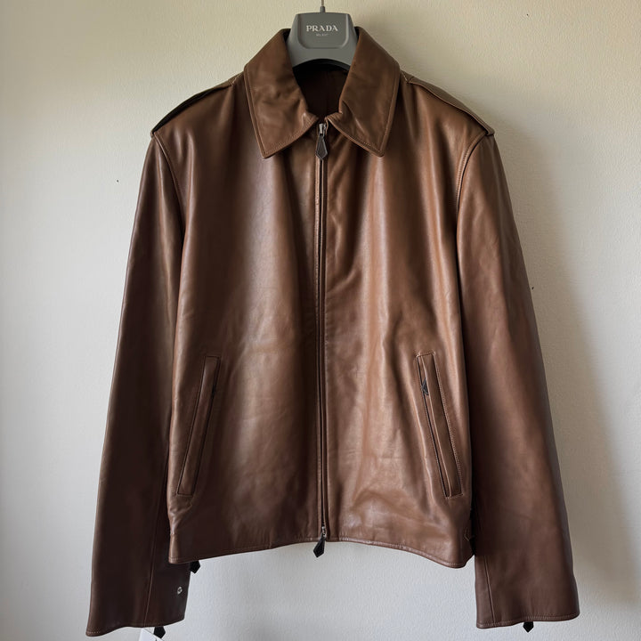 Hermes Cropped Calf Leather Blouson Jacket