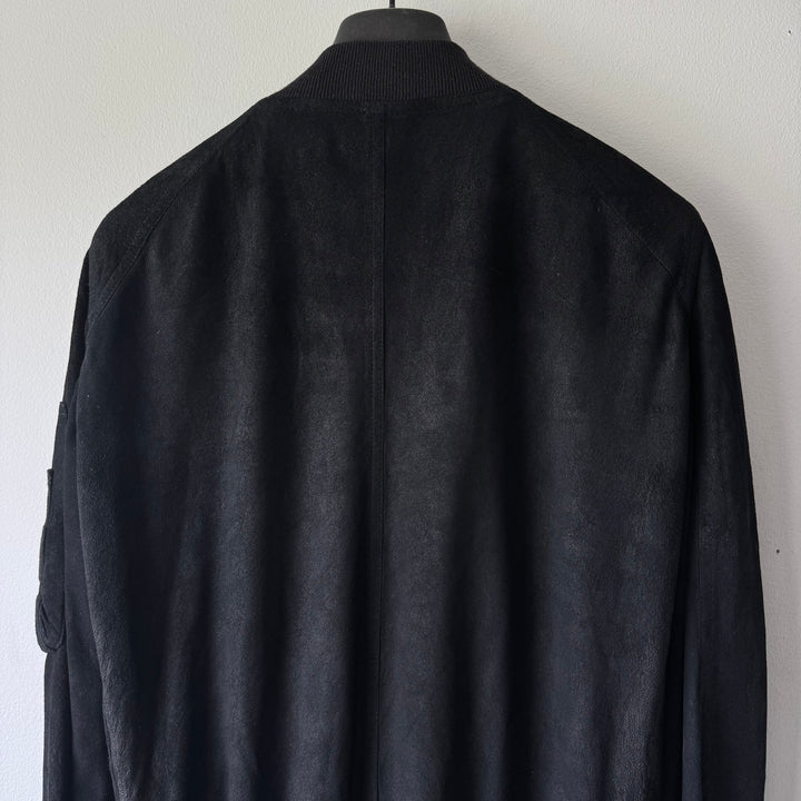 Rick Owens SS2018 Black Blistered Lamb Leather MA-1 Bomber Jacket