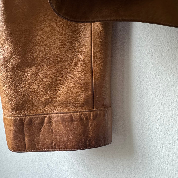 Prada SS2001 Tan Cropped Multipocket Blouson Leather Jacket