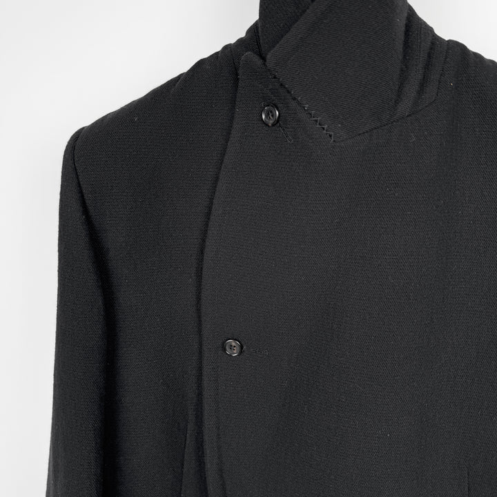 Ann Demeulemeester FW2011 Black Linen/Wool Double Breasted Coat