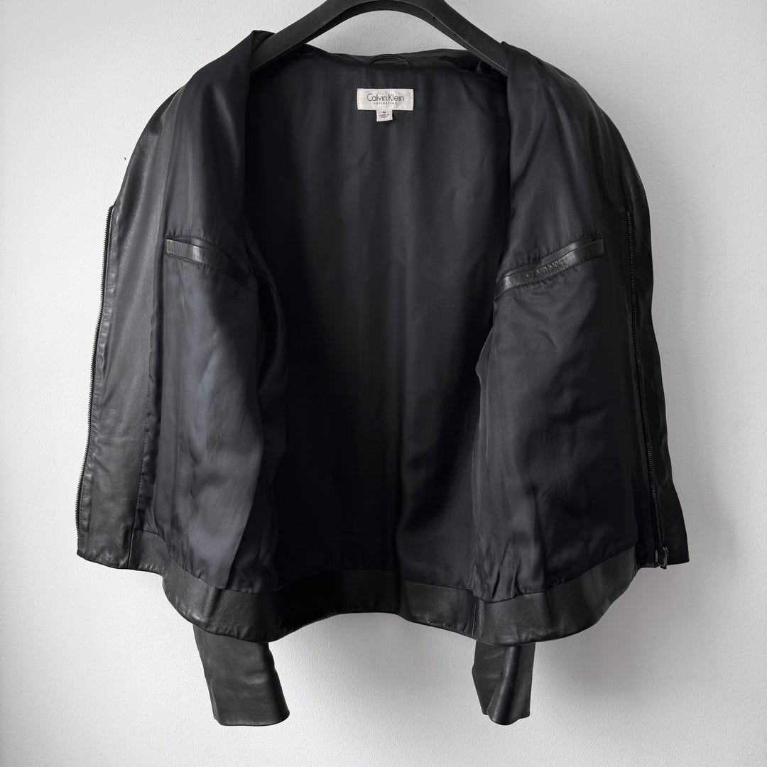 Calvin Klein Collection 2000’s Black Cropped Lamb Leather Jacket