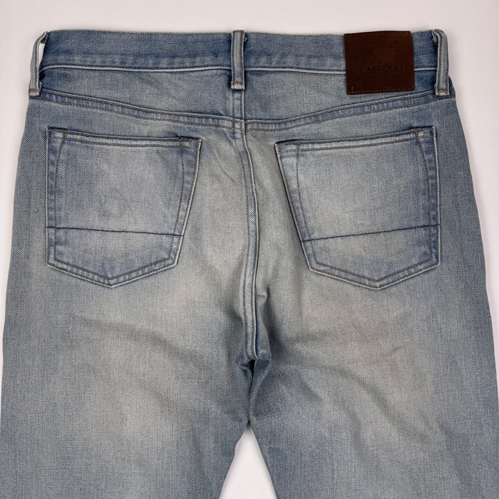 Tom Ford SS2025 Washed Blue Cotton Denim Bootcut Jeans