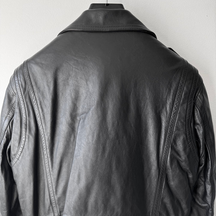 Celine SS2022 Black/White Checkered Calf Leather D-Ring Perfecto Biker Jacket
