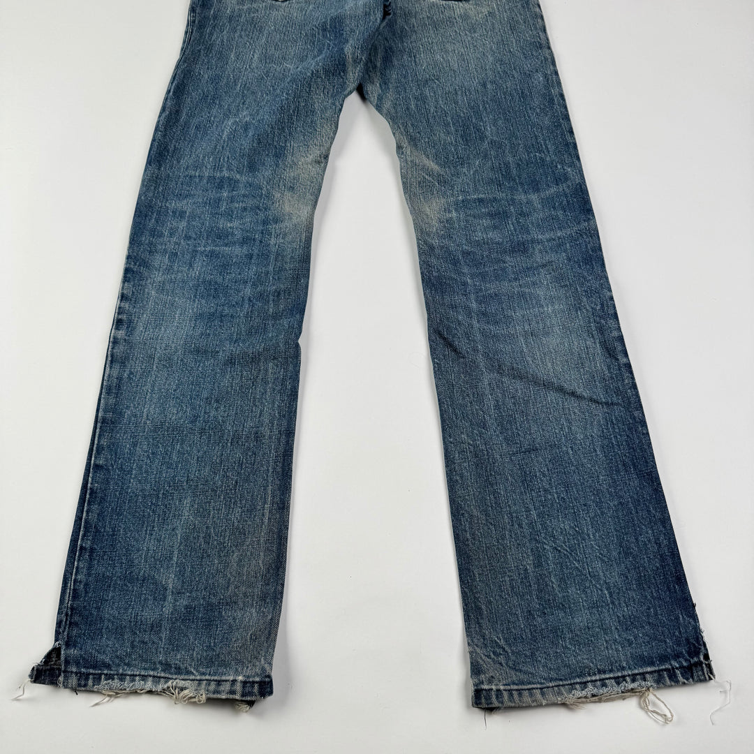 Helmut Lang 1998 Faded Distressed Straight Raw Denim Jeans