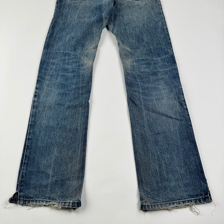 Helmut Lang 1998 Faded Distressed Straight Raw Denim Jeans