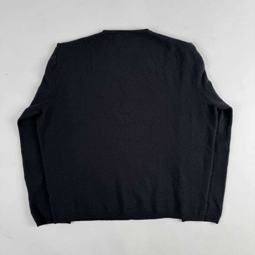 Prada 1990's Dark Gray Wool Knit V-Neck Pullover