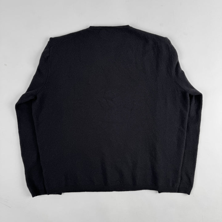 Prada 1990's Dark Gray Wool Knit V-Neck Pullover