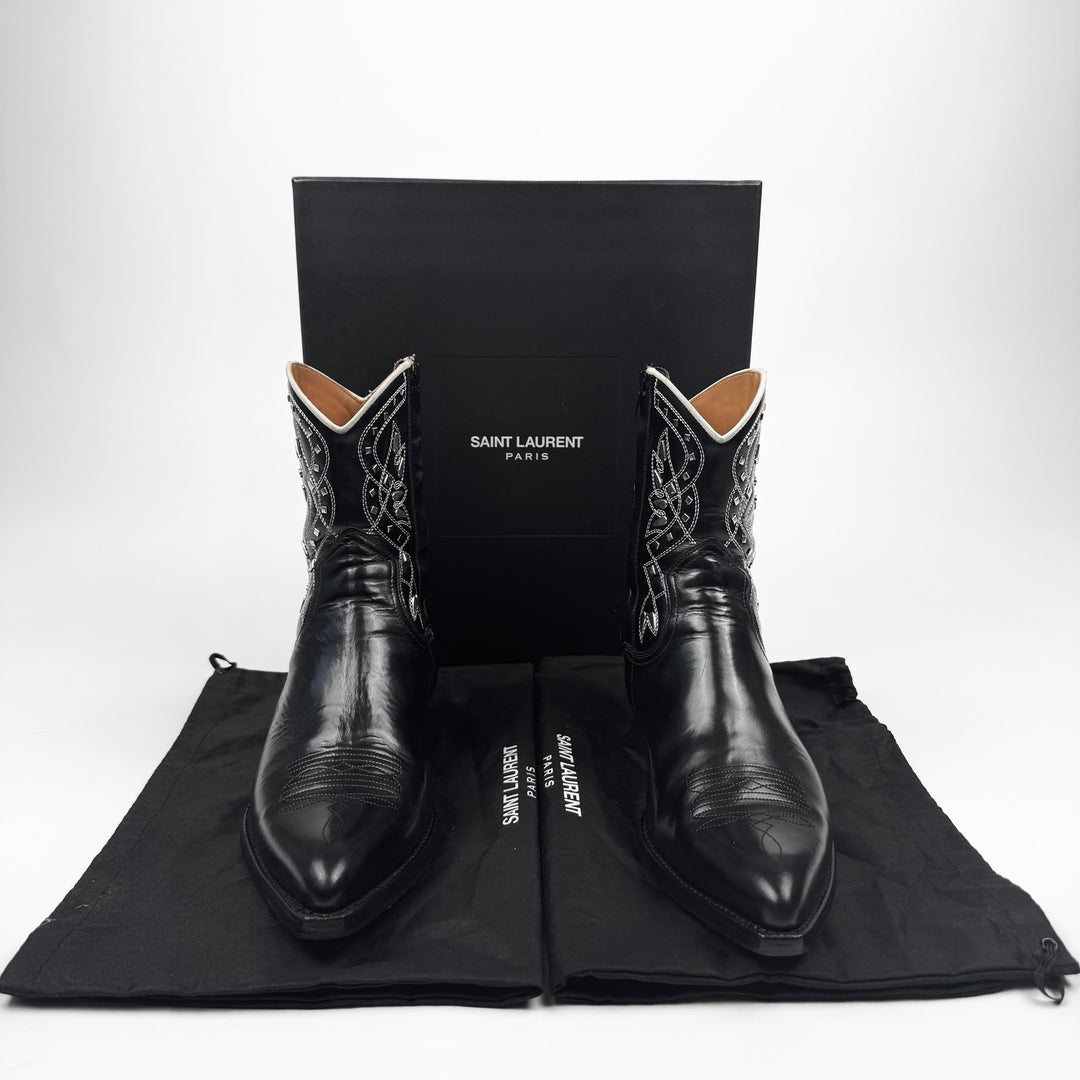 Saint Laurent By Hedi Slimane SS2015 Psych Rock Black Studded Western Boots