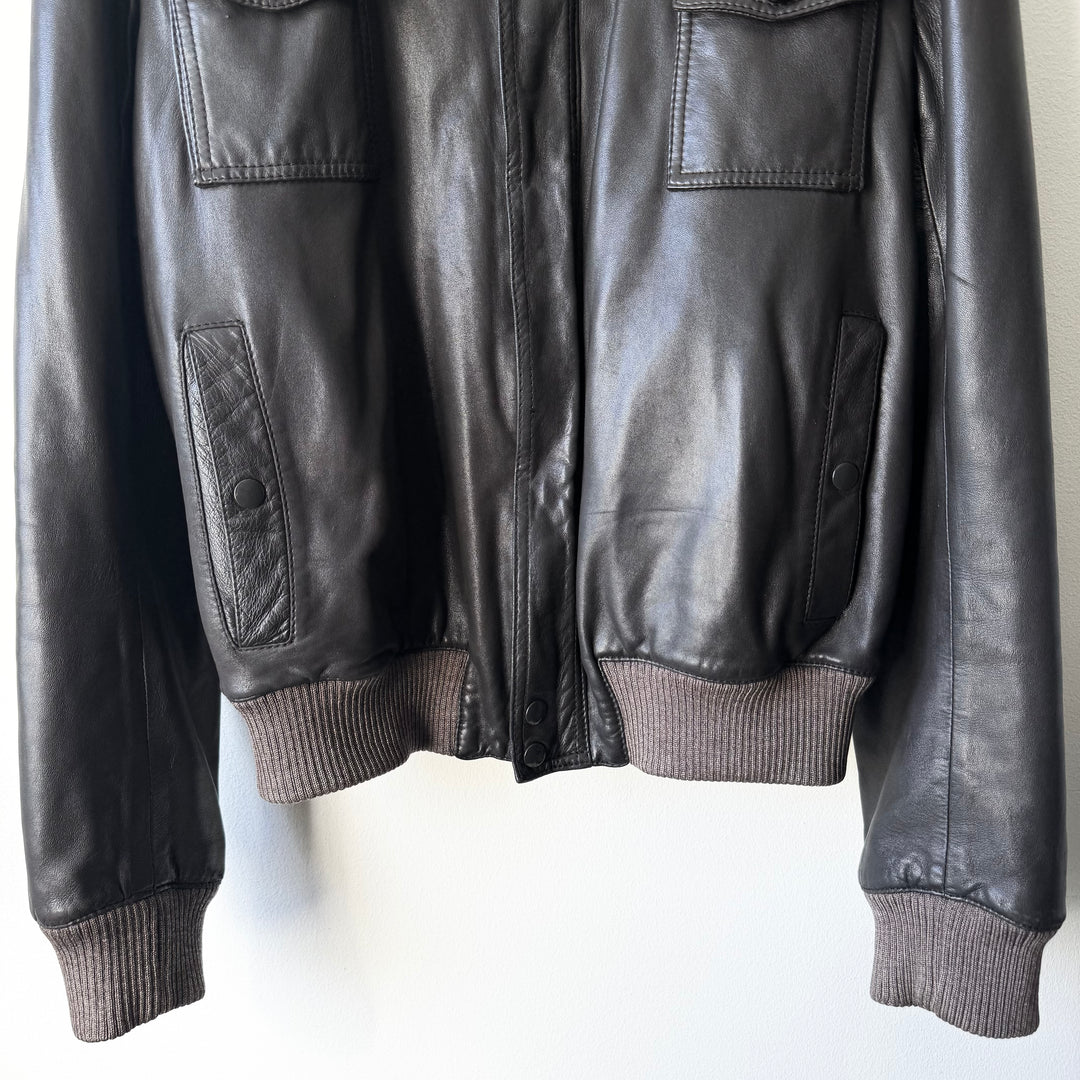 Dior Homme By Hedi Slimane AW2005 Brown Military Flight Blouson Leather Jacket