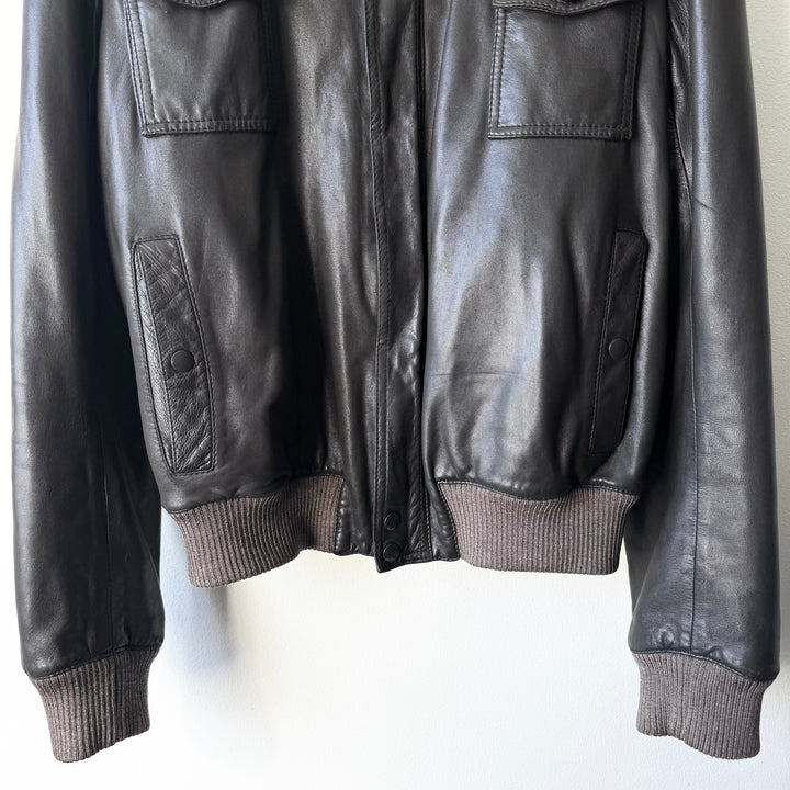 Dior Homme By Hedi Slimane AW2005 Brown Military Flight Blouson Leather Jacket