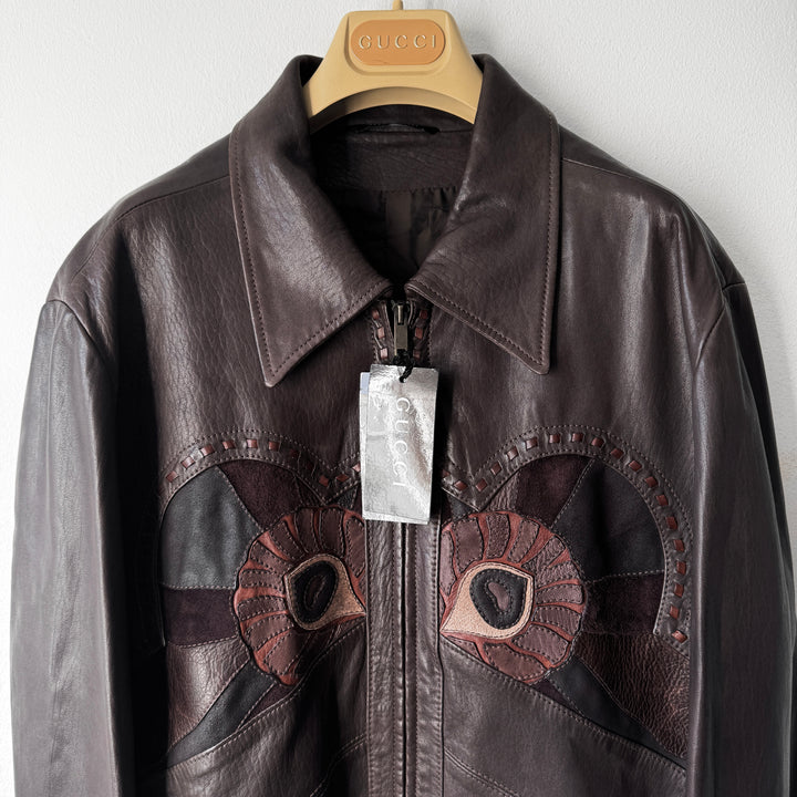 Gucci By Tom Ford SS2004 Brown Patchwork Western Leather Jacket
