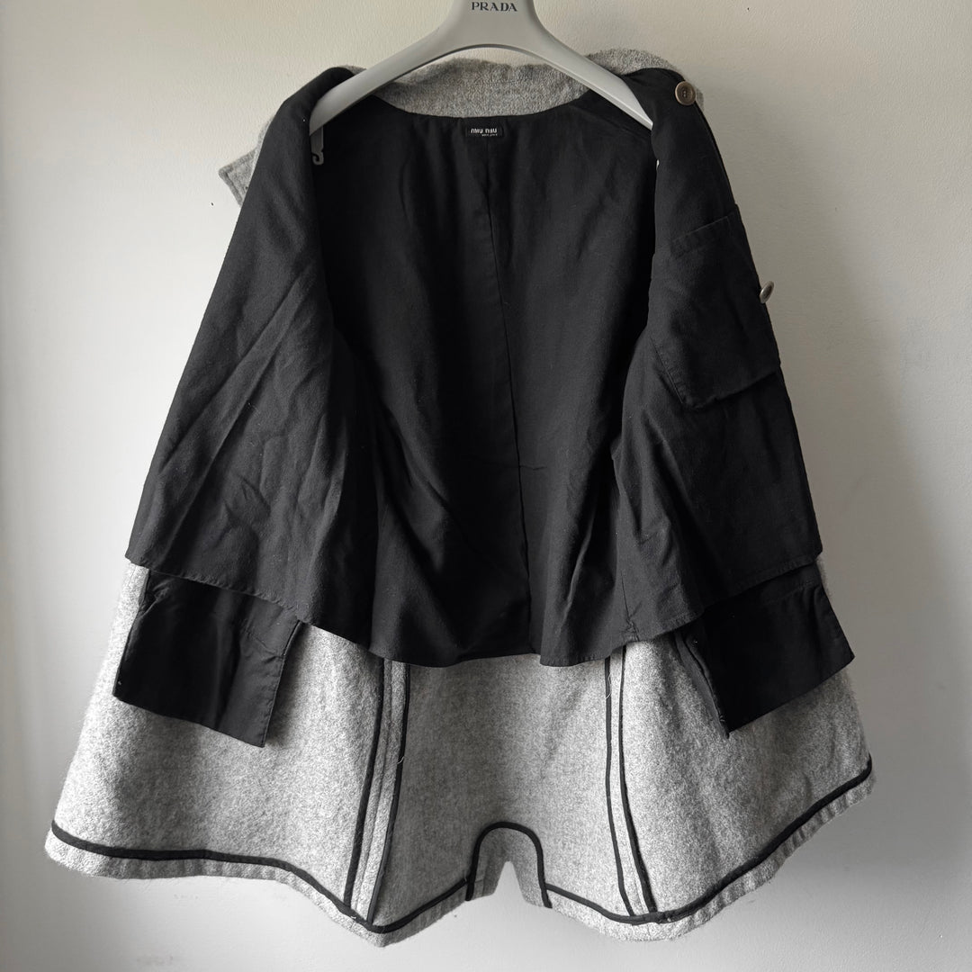 Miu Miu 2000’s Gray Wool Military Double Breasted Overcoat