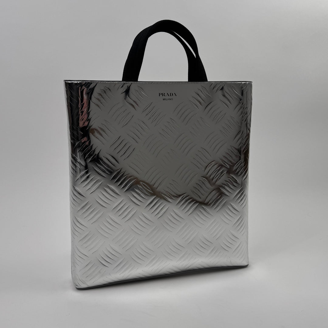 Prada FW2023 Silver Leather Tote Bag
