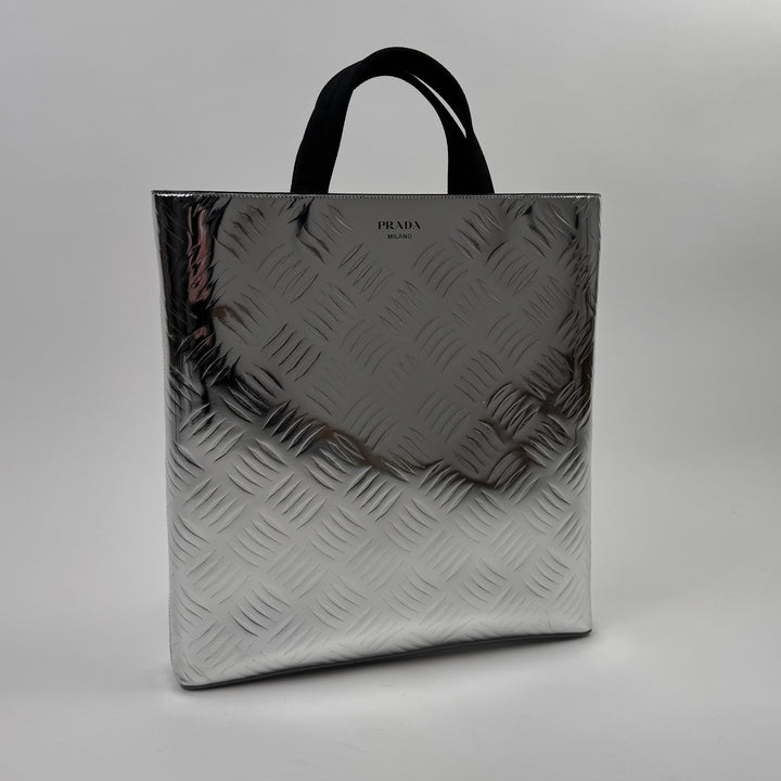 Prada FW2023 Silver Leather Tote Bag