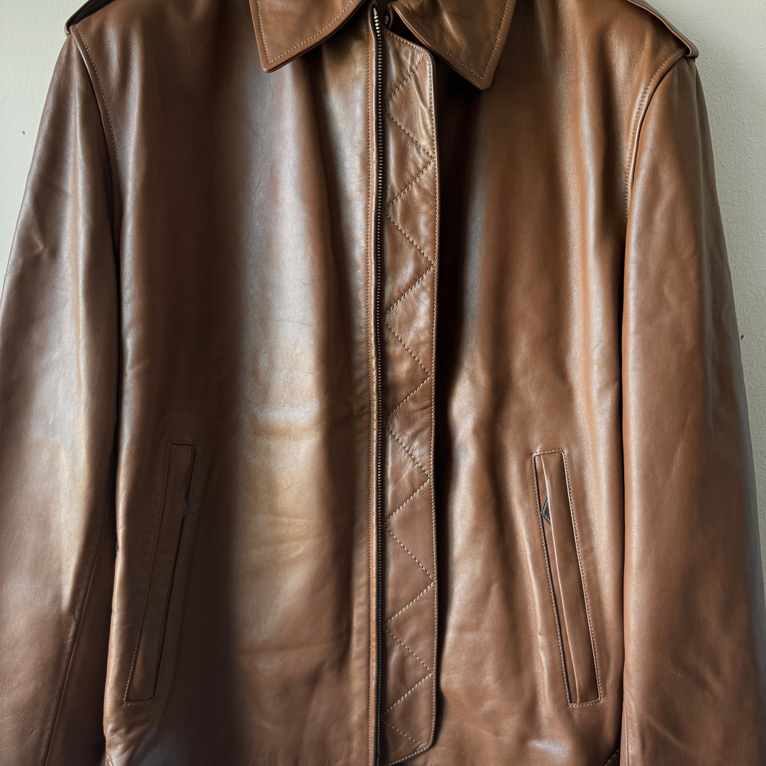 Hermes Cropped Calf Leather Blouson Jacket