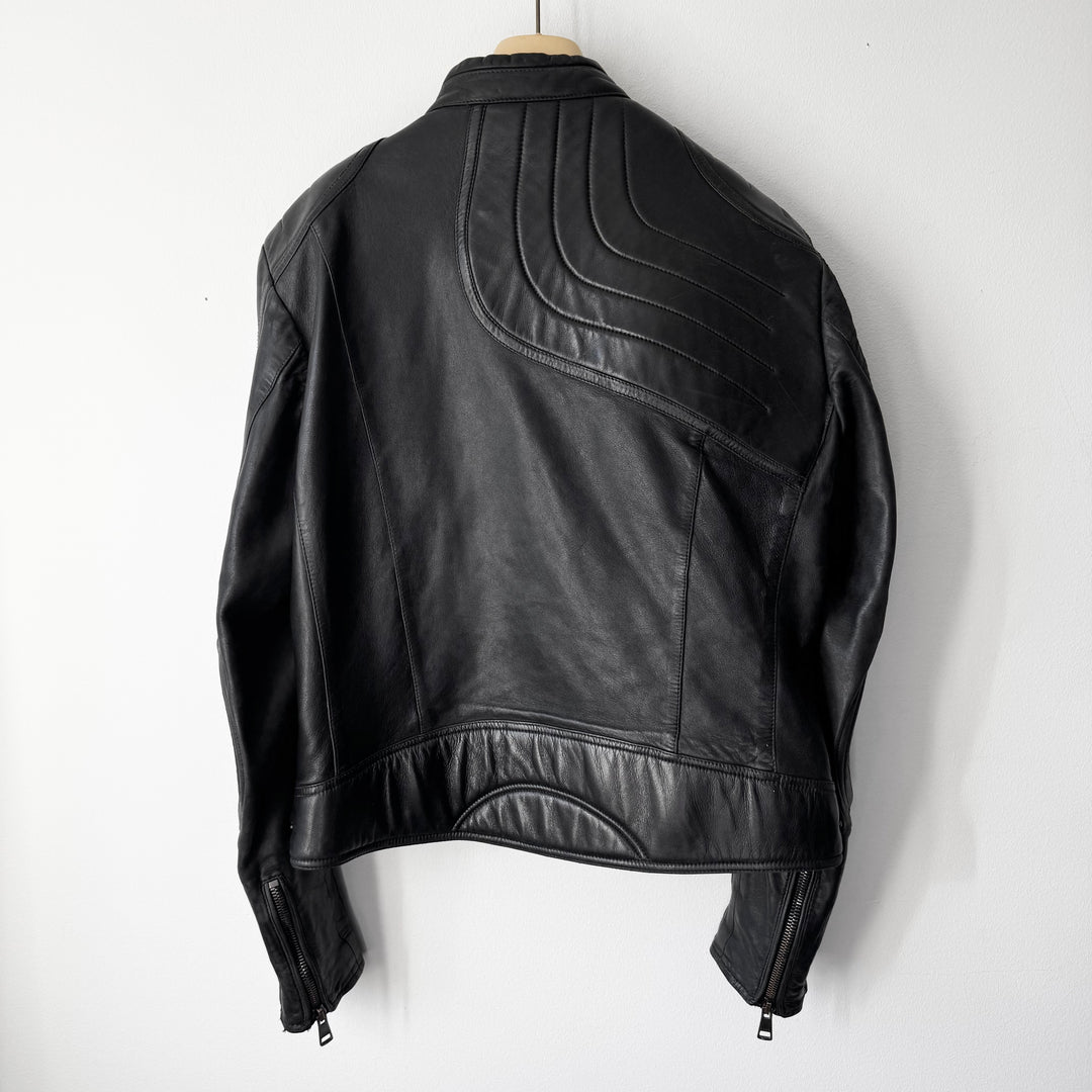 Gucci By Tom Ford FW2000 Black Spiral Lamb Leather Café Racer Jacket