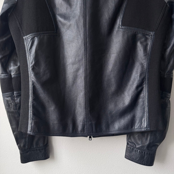 Gucci By Tom Ford SS1999 Navy Hybrid Cafe Racer Leather Jacket